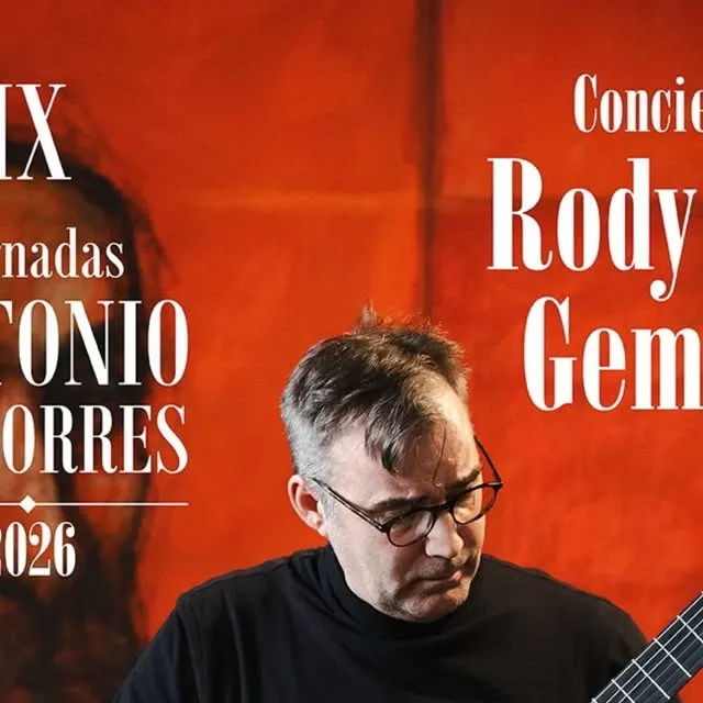 Cartel del concierto de Rody van Gemert con la guitarra «La Perla» en las IX Jornadas de la Guitarra «Antonio de Torres»